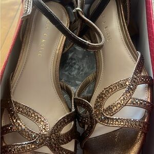 Kelly & Katie Metallic Bronze Strappy Heels